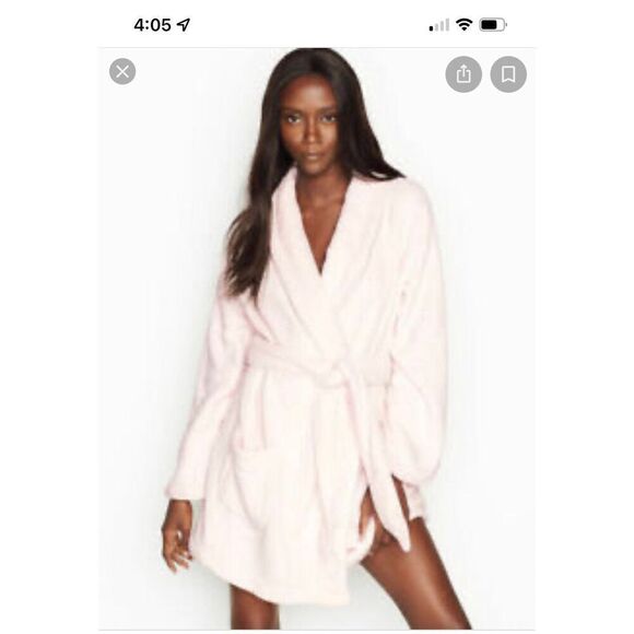 Victoria's Secret Other - Vintage Angel Victorias Secret  cozy short Robe VTG pink